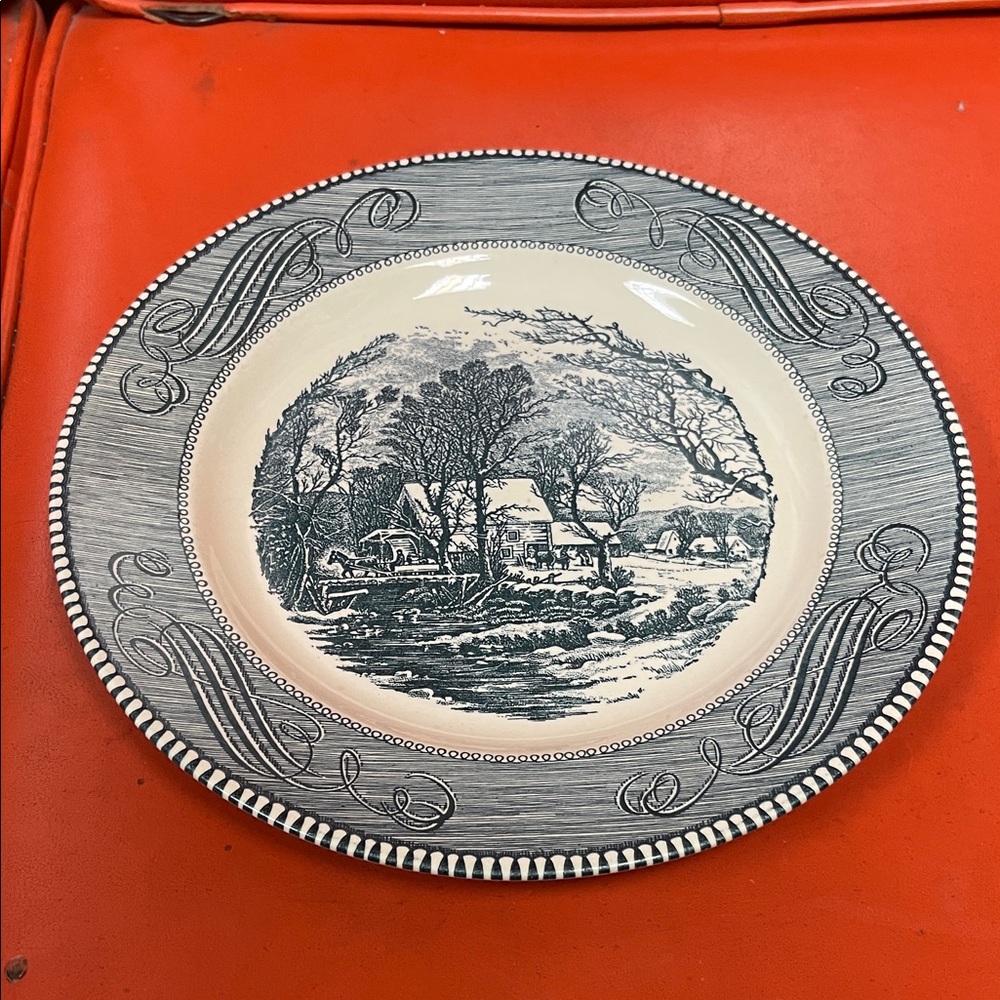 Classic Blue and White Scenic Dinner Plate